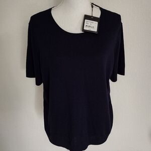 NEW - ST. JOHN - WOMEN'S 100% WOOL NAVY  BLUE SWEATER SIZE : XL